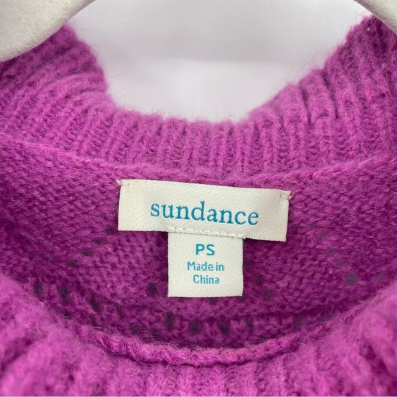 Sundance Bertina Everyday Turtleneck Pointelle Ruffled purple Sweater petite S - Picture 2 of 6